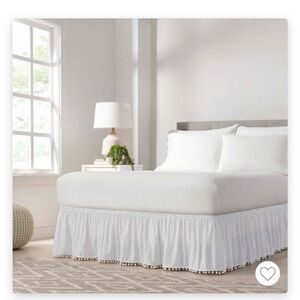 Wrap Around Pom Pom Bed Skirt - Queen / King